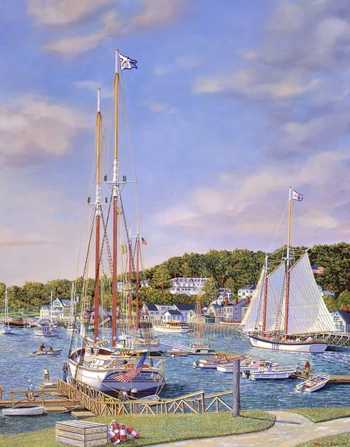 Summer in Camden Harbor by William R. Beebe, Lithographic and giclee print