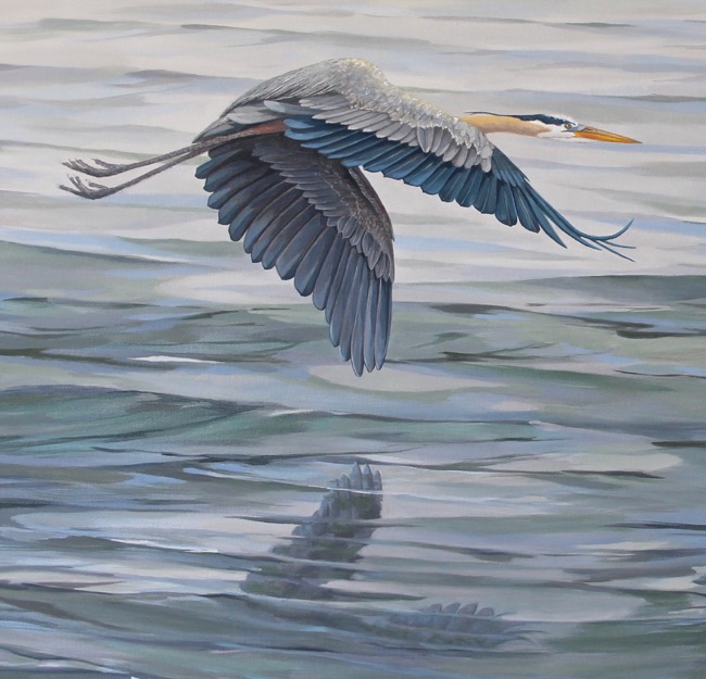 Blue Morning (close-up) by William R. Beebe, 24 x 48, oil on canvas, commissioned