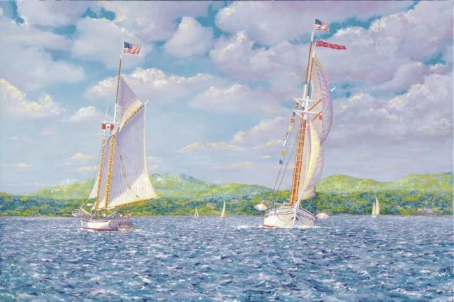 Schooners on the Bay by William R. Beebe, giclee image size 29 x 43