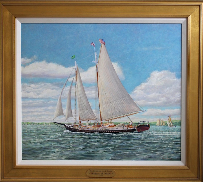The Schooner J. & E. Riggin by William R. Beebe, 26 x 30, oil on board, $15,000 MERIT AWARD WINNER AT THE COOS ART MUSEUM IN COOS BAY OREGON