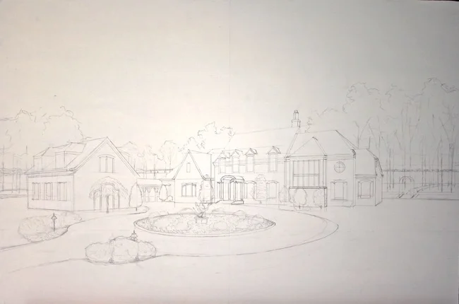 Magnant home drawing by William R. Beebe