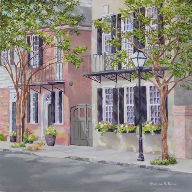 Waiting Under the Crepe Myrtle by William R. Beebe, 12x12, Oil on board, $2200