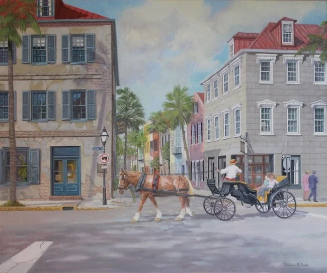 Touring the French Quarter in Charleston , by William R. Beebe, 30 x 36, oil on canvas, $9500