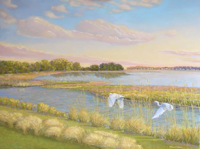 Tall Grasses on the Salt Marsh by William R. Beebe, 30 x 40, oil on canvas, $6600
