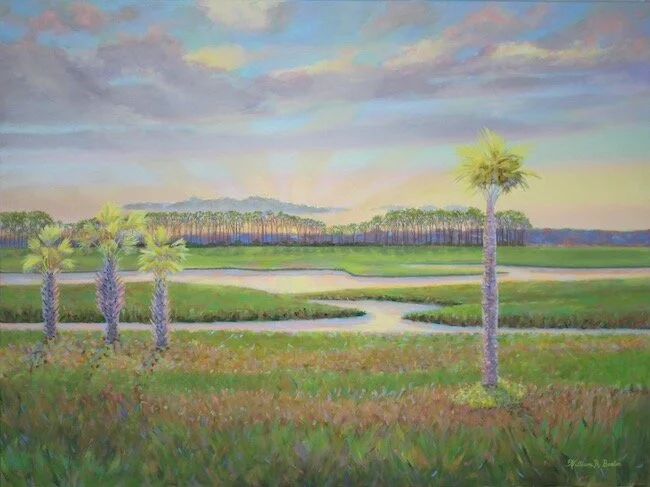 Sunset Over Palmetto Marsh ~ Big Sky and Bold Colors!