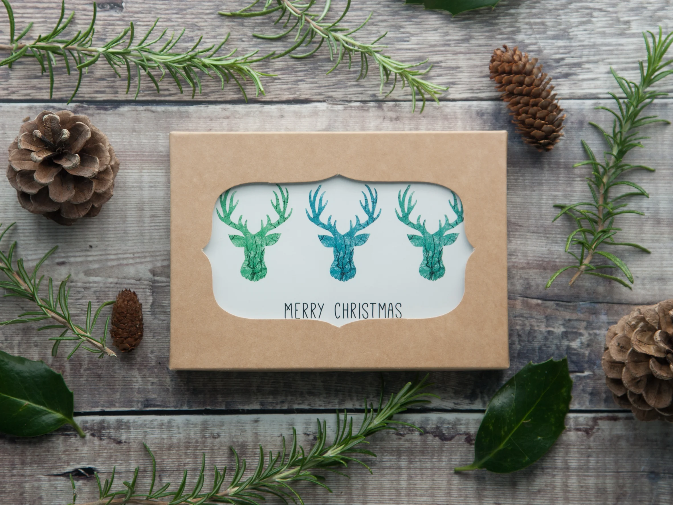 Blue Stag / Reindeer Christmas Cards