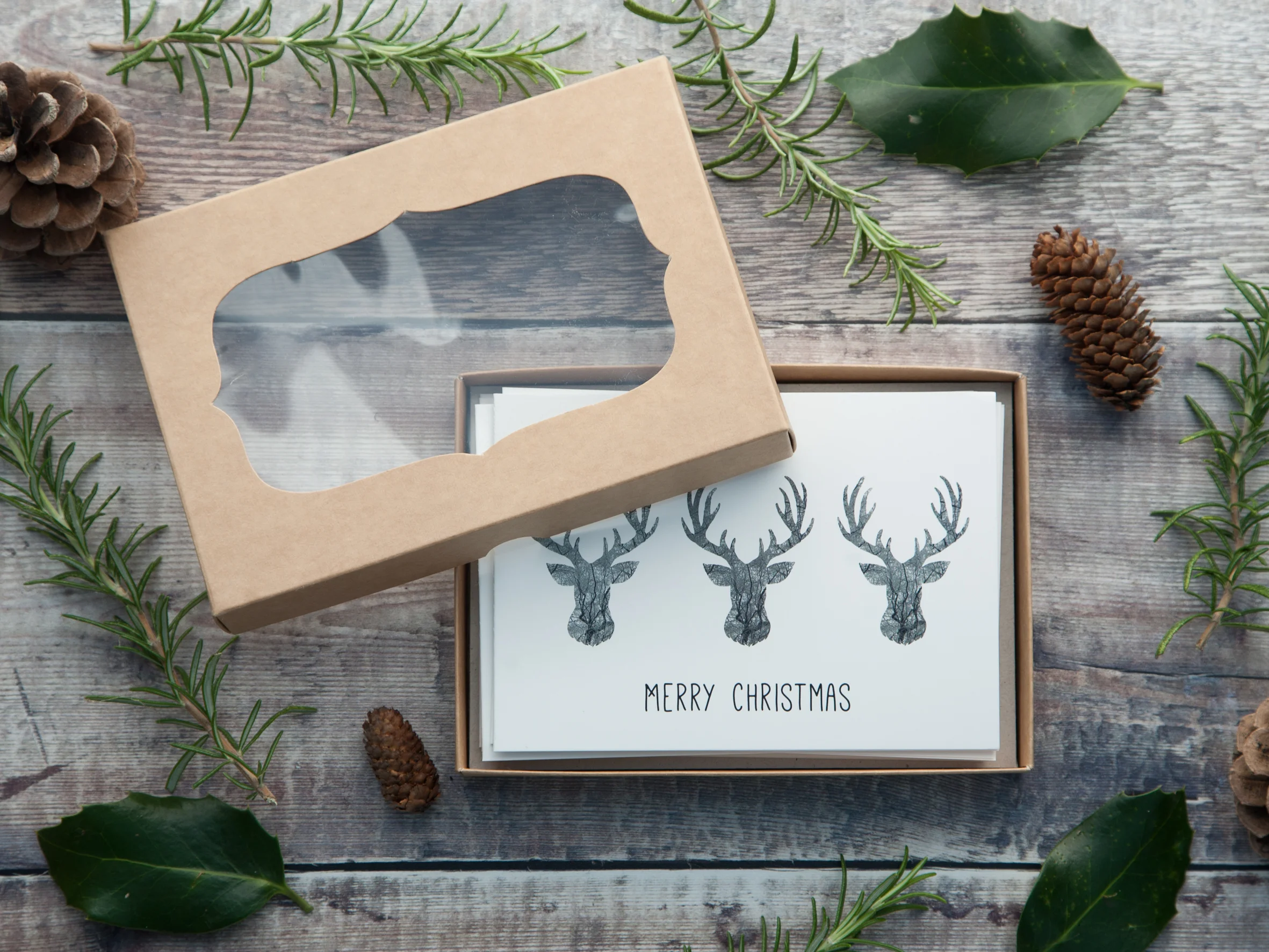 Monochrome Stag / Reindeer Christmas Cards