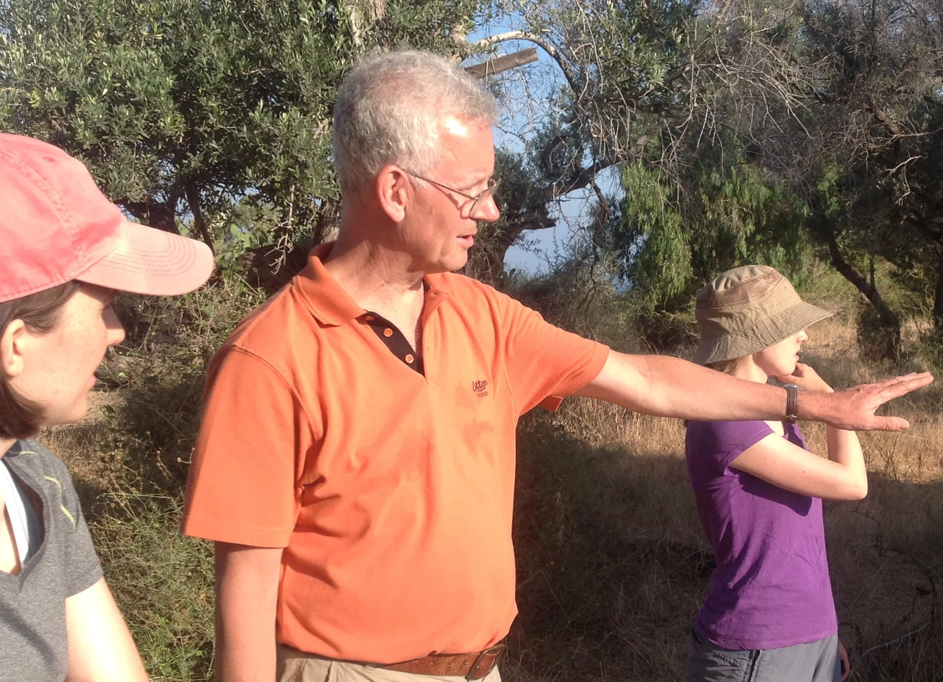 Denys Pringle explaining the construction of the Snake Tower