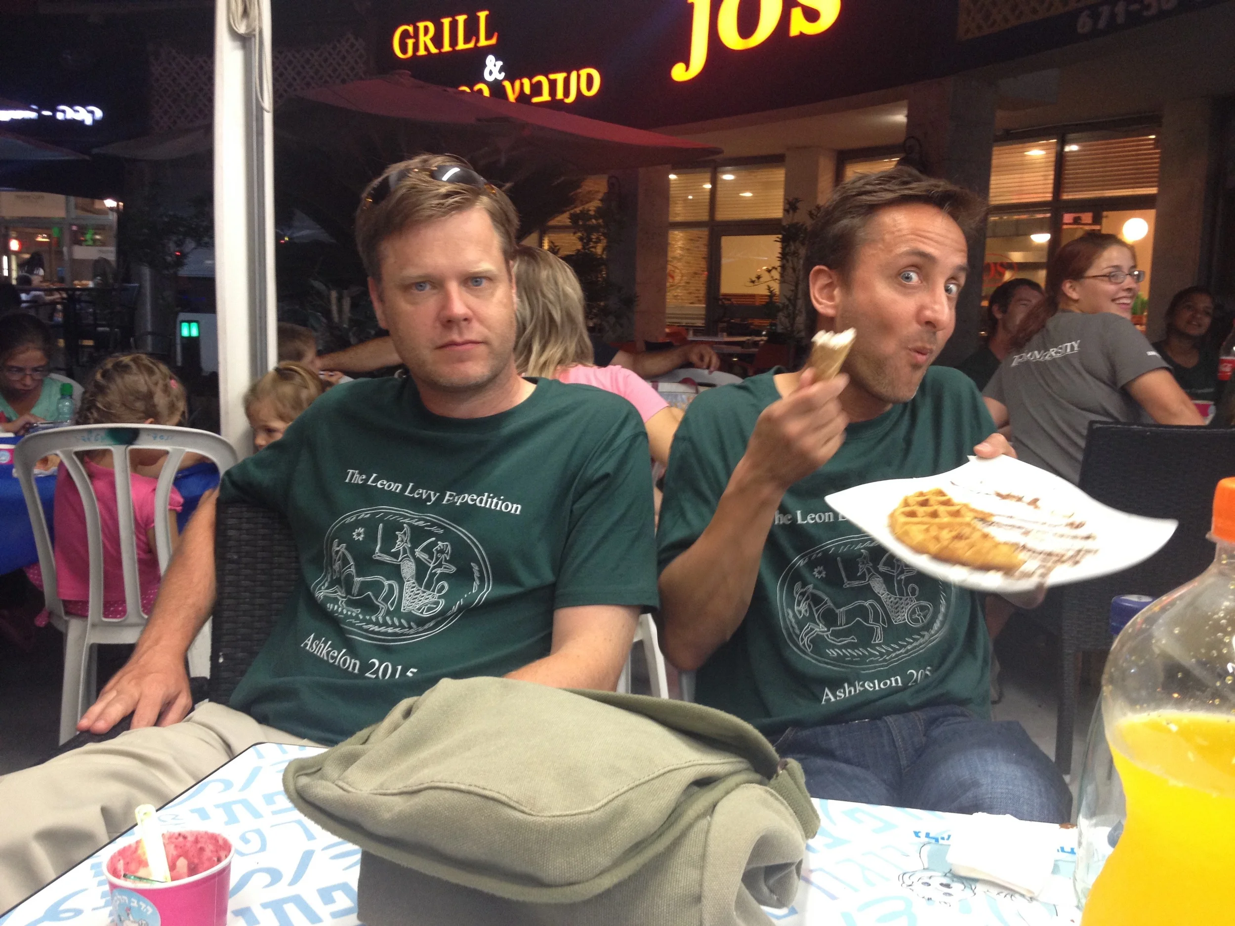 Enjoying dessert at the final party