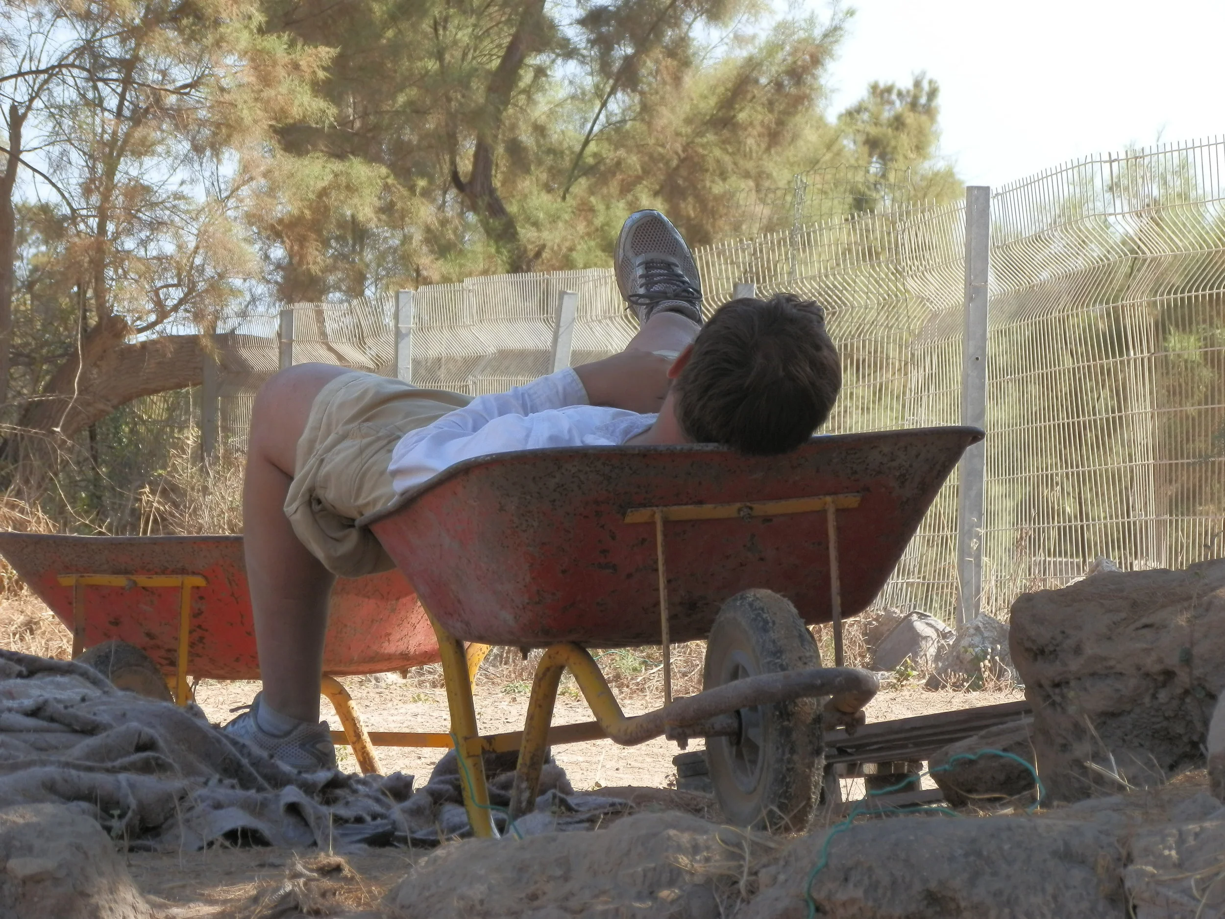 "Wheelbarrows can be used for many tasks!"