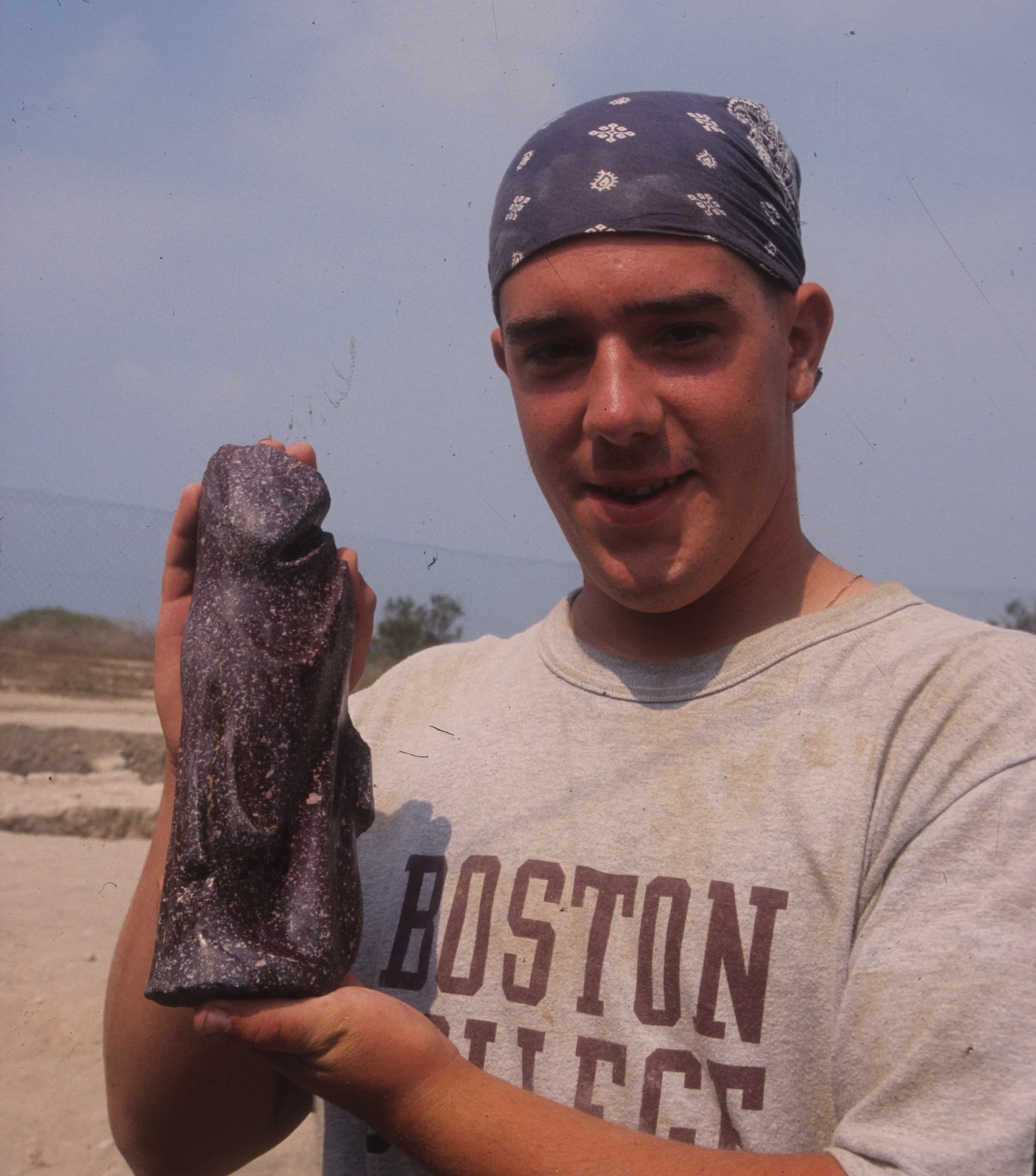 Volunteer with undoubtedly the find of the day.