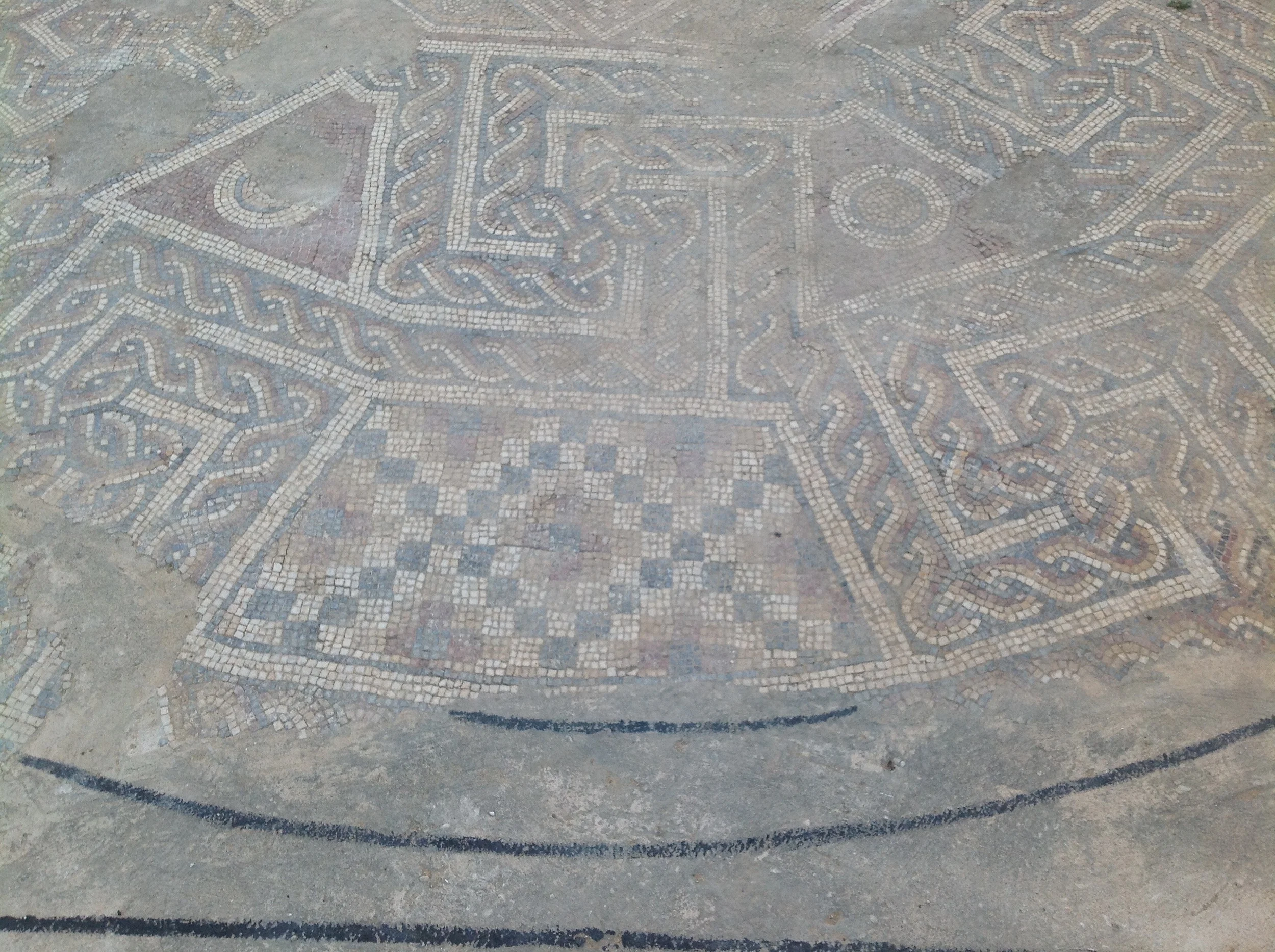 Detail of restored mosaic found on North Tell