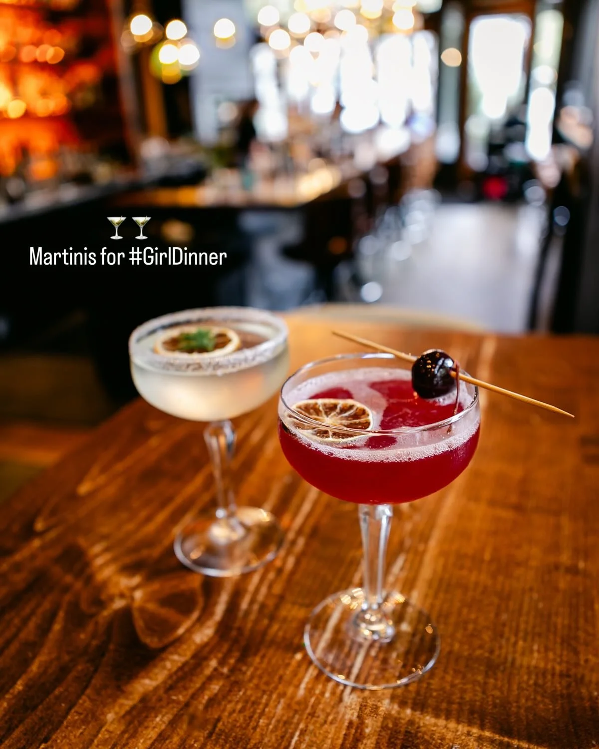 TWO MARTINIS. TWO PERSONALITIES. 🍸🍸
Created by our talented bartenders Kensey and Dez for Roux Week&rsquo;s Girl Dinner celebration.

✨ THE HIGH MAINTENANCE MARTINI By Bartender Kensey 
Tito&rsquo;s Vodka, Montenegro Amaro, cranberry, cinnamon hone