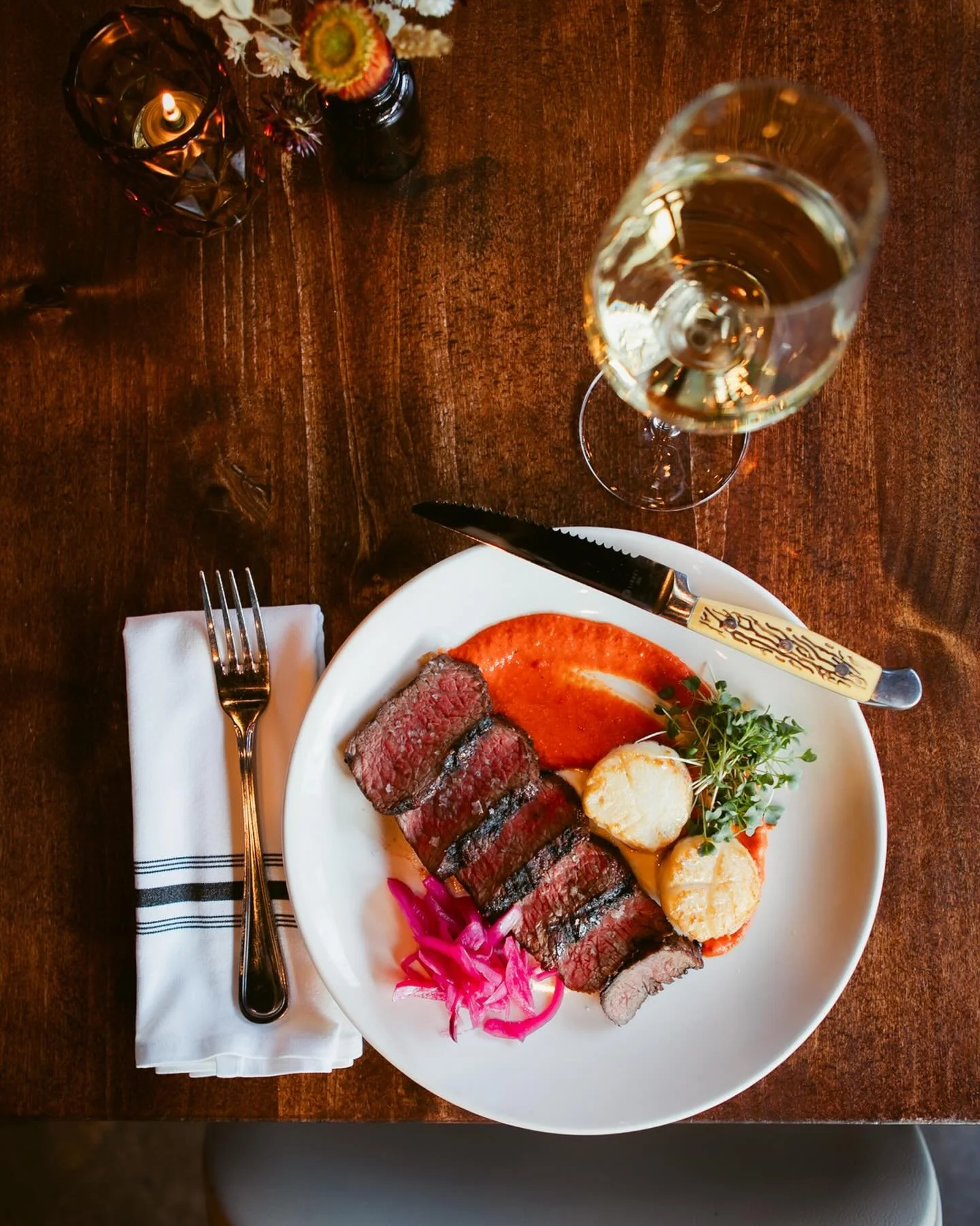❤️ Oregon Pastures Meet the Coast 

Chef Nate&rsquo;s Valentine&rsquo;s Dinner Special: A 6oz. St. Helens coulotte steak, seasoned with harissa spice, paired with brown butter&ndash;seared scallops, house romesco, local microgreens, and house-pickled