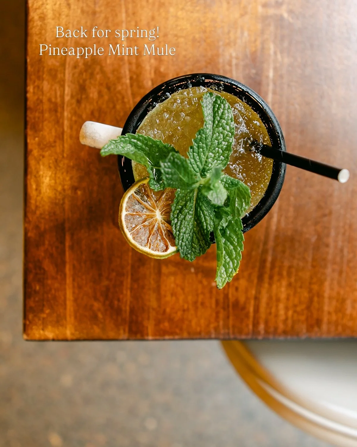 She&rsquo;s back! 🍍🌿
Our Pineapple Mint Mule is back on the spring menu. A refreshing combo of rum, lime, pineapple mint shrub, and ginger beer.

Best enjoyed on the patio or by an open window...but just as good by the fire when the weather has oth