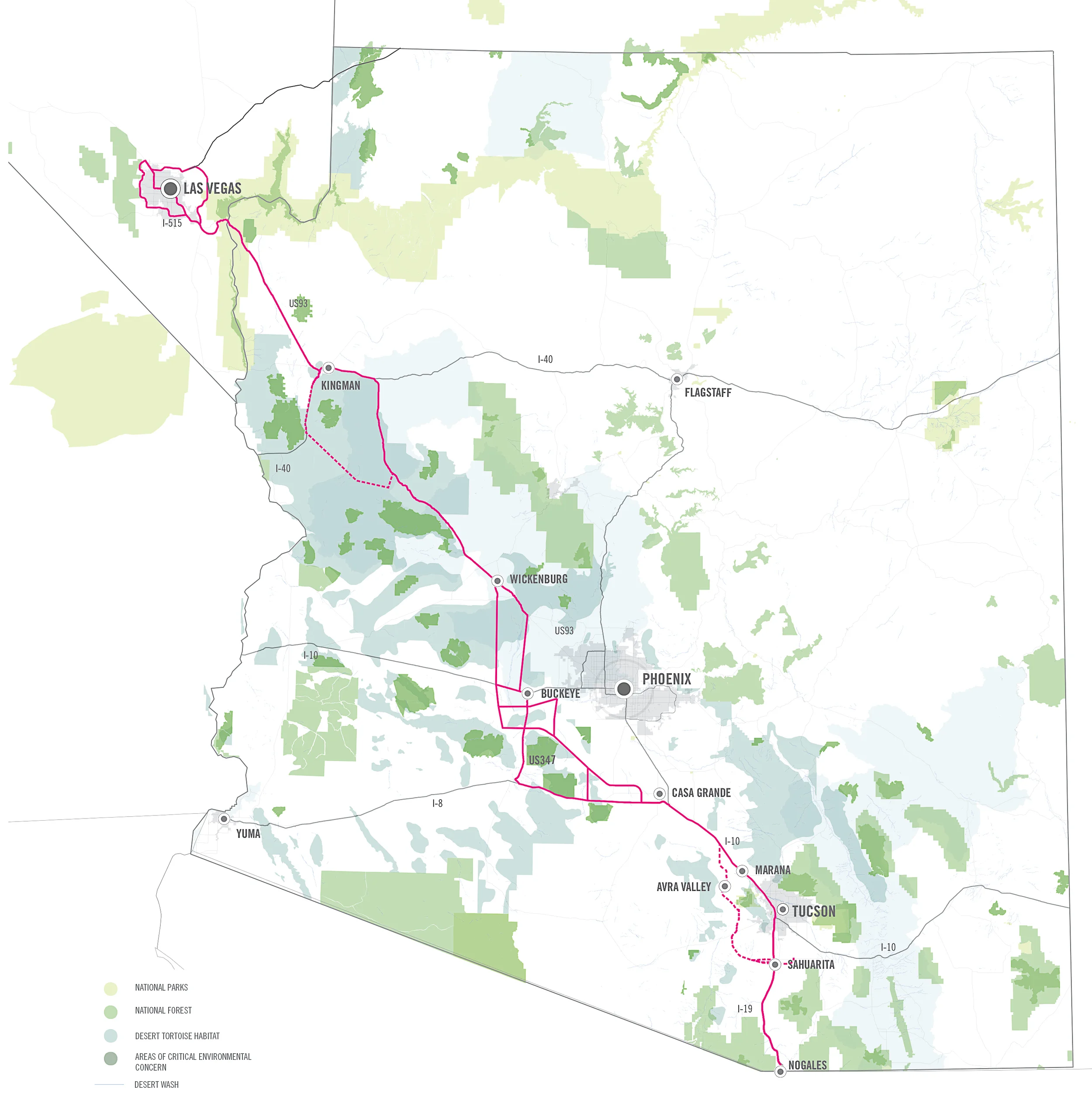 A view of the proposed corridor. &nbsp;The team on this project examined the area from just north of Wickenburg to Las Vegas.