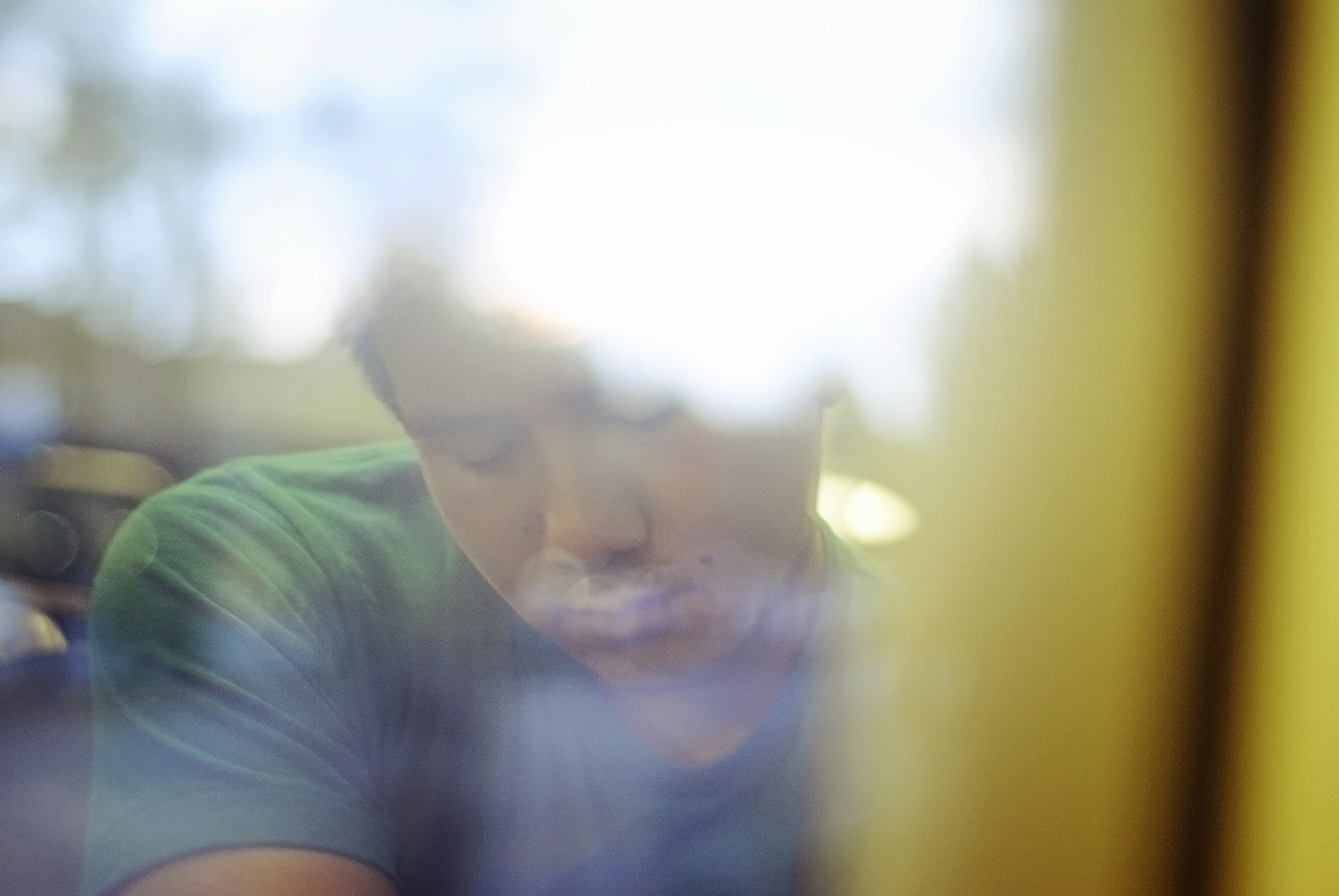 steven sleeping on the plane