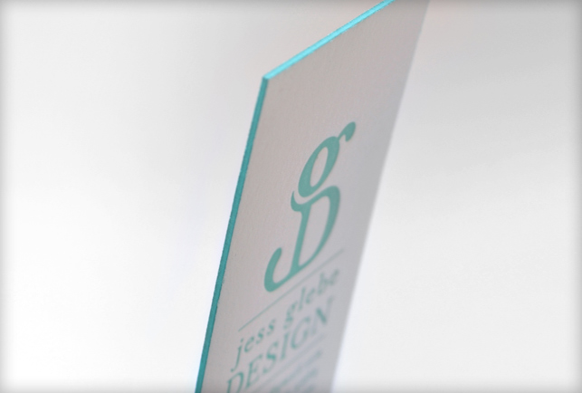 Cards printed 1/0 on 600gsm Crane's Lettra with Painted Edges