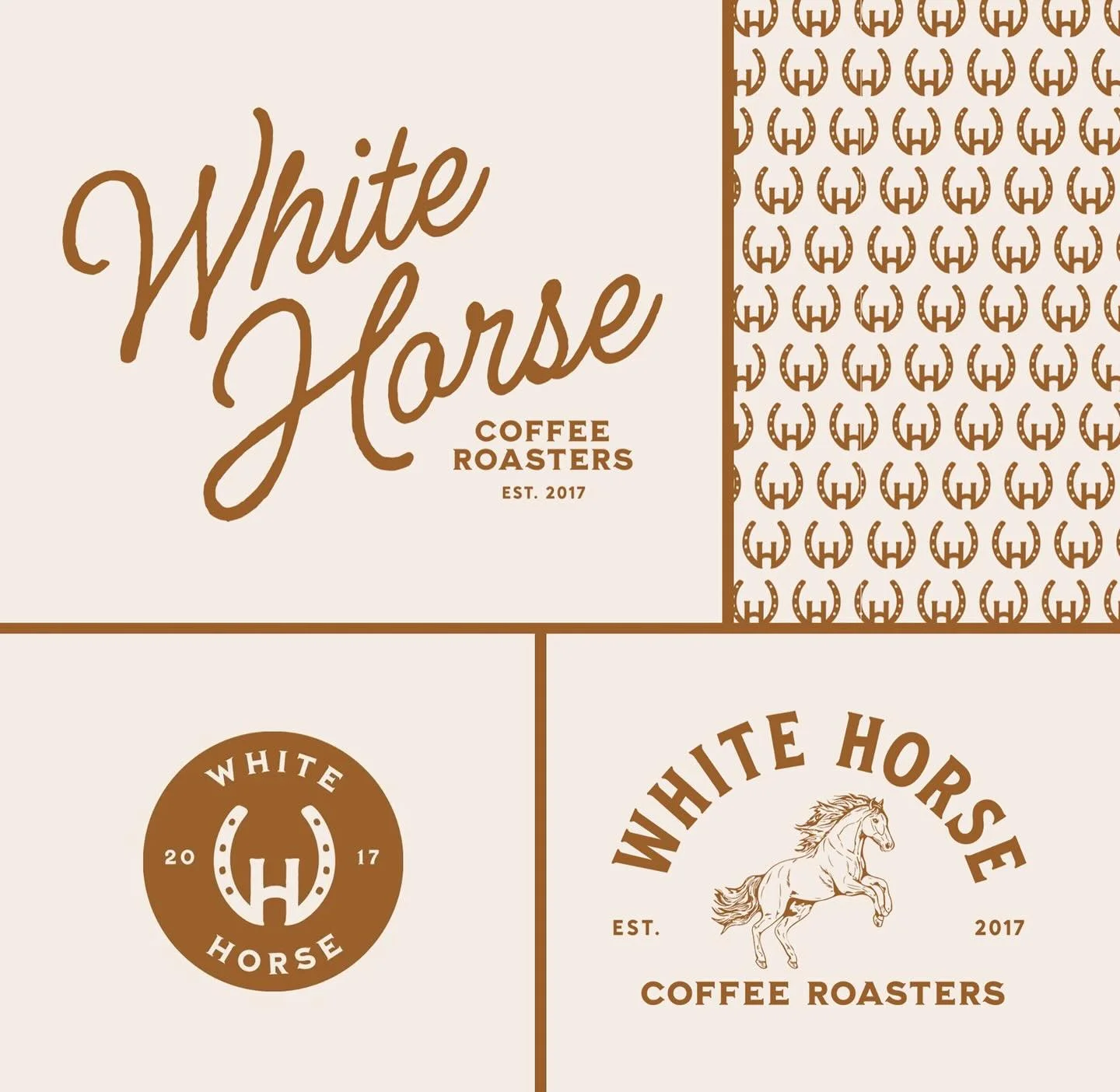 White Horse Coffee Roasters has been a staple in Jenkintown, PA since 2017. While we were not involved with their initial branding and packaging, we were tasked with revolutionizing White Horse in 2025&mdash;complete with a fresh new set of logos, ic