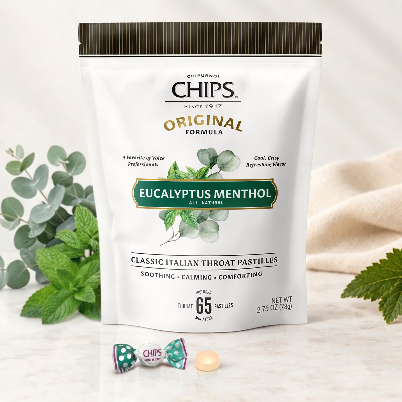 CHIPS Pastilles Eucalyptus Menthol Throat Lozenges