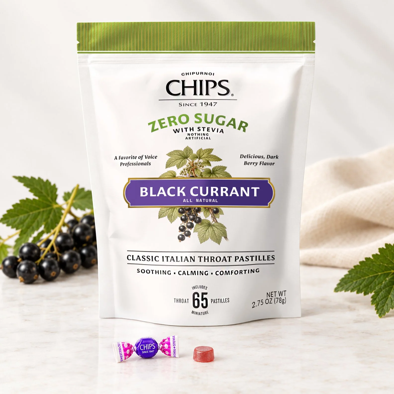 CHIPS Zero Sugar Black Currant Pastilles