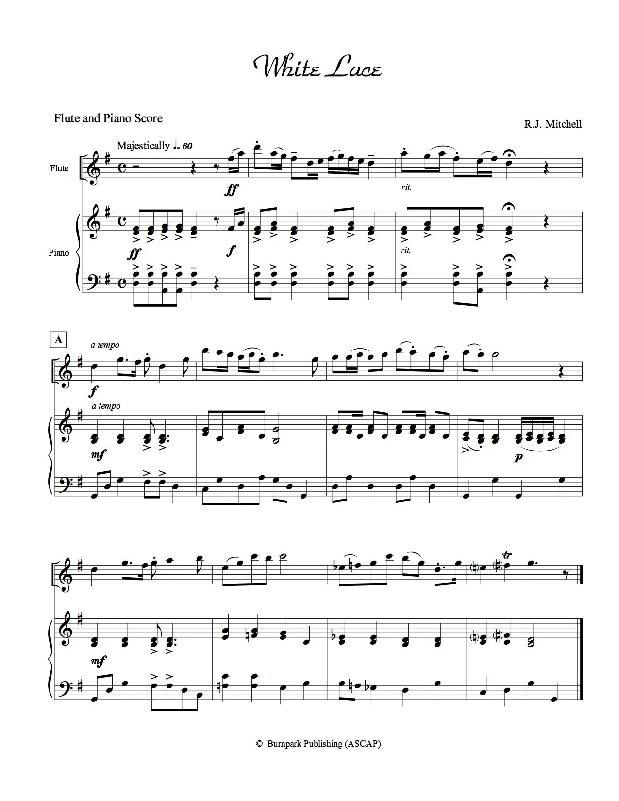 "White Lace" Flute Sheet Music