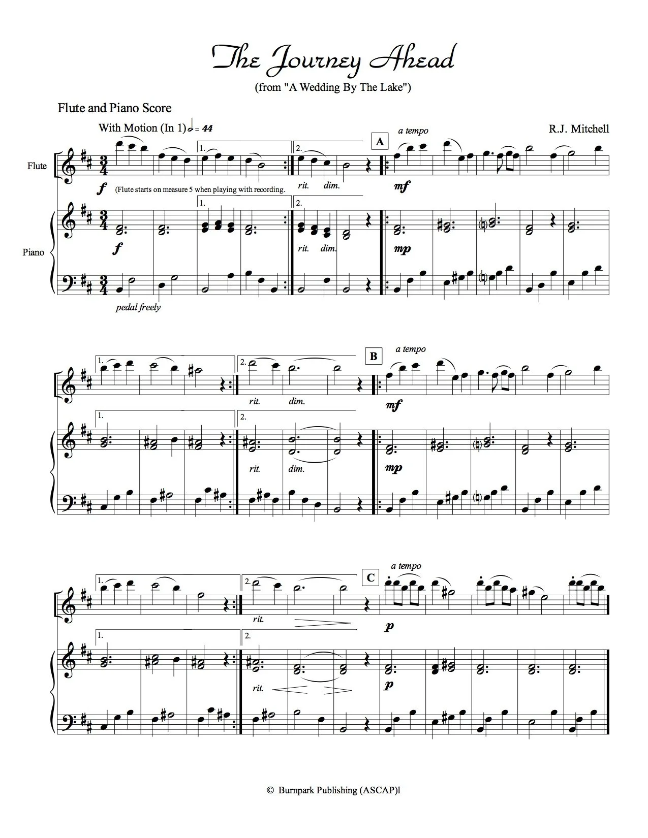 "The Journey Ahead" Flute Sheet Music