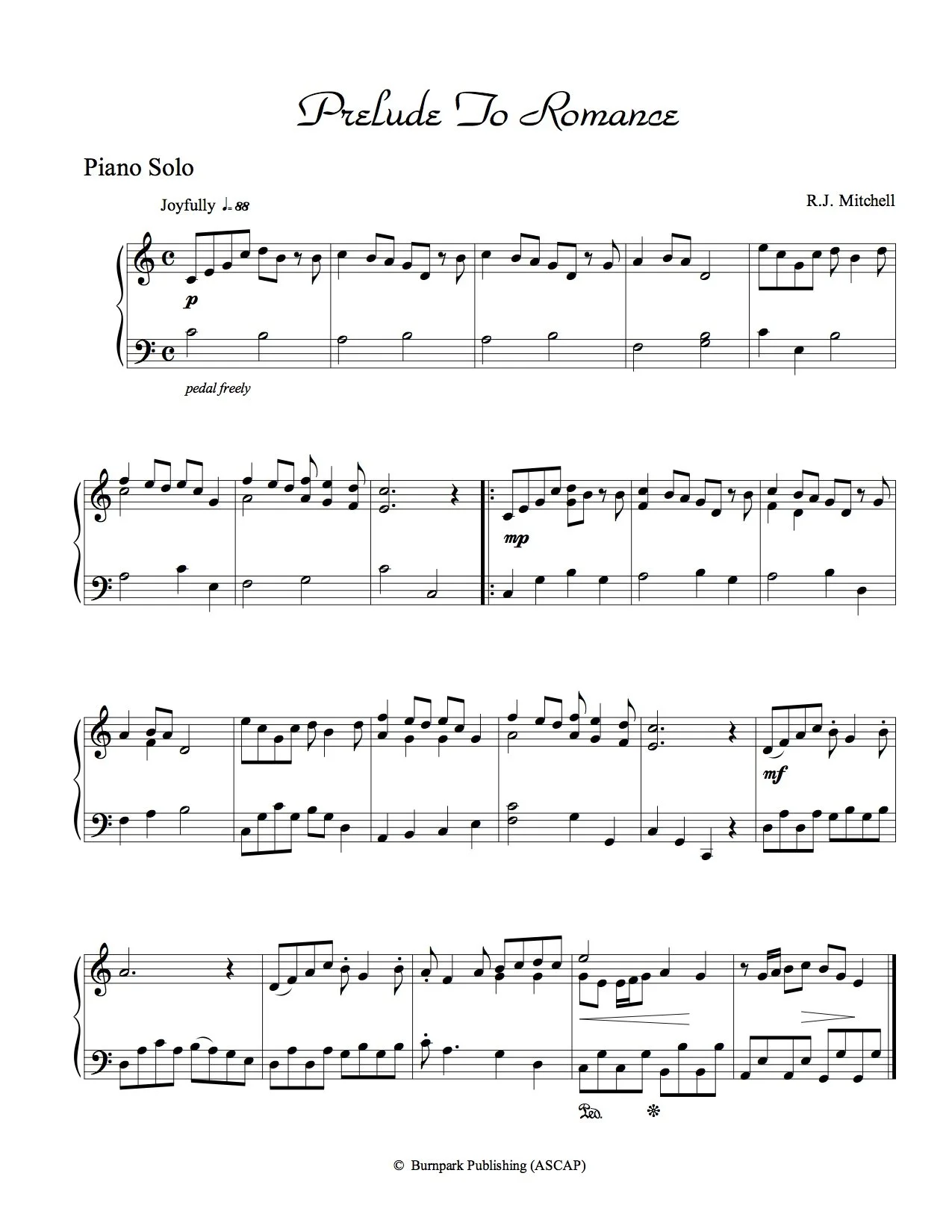 "Prelude To Romance" Piano Sheet Music