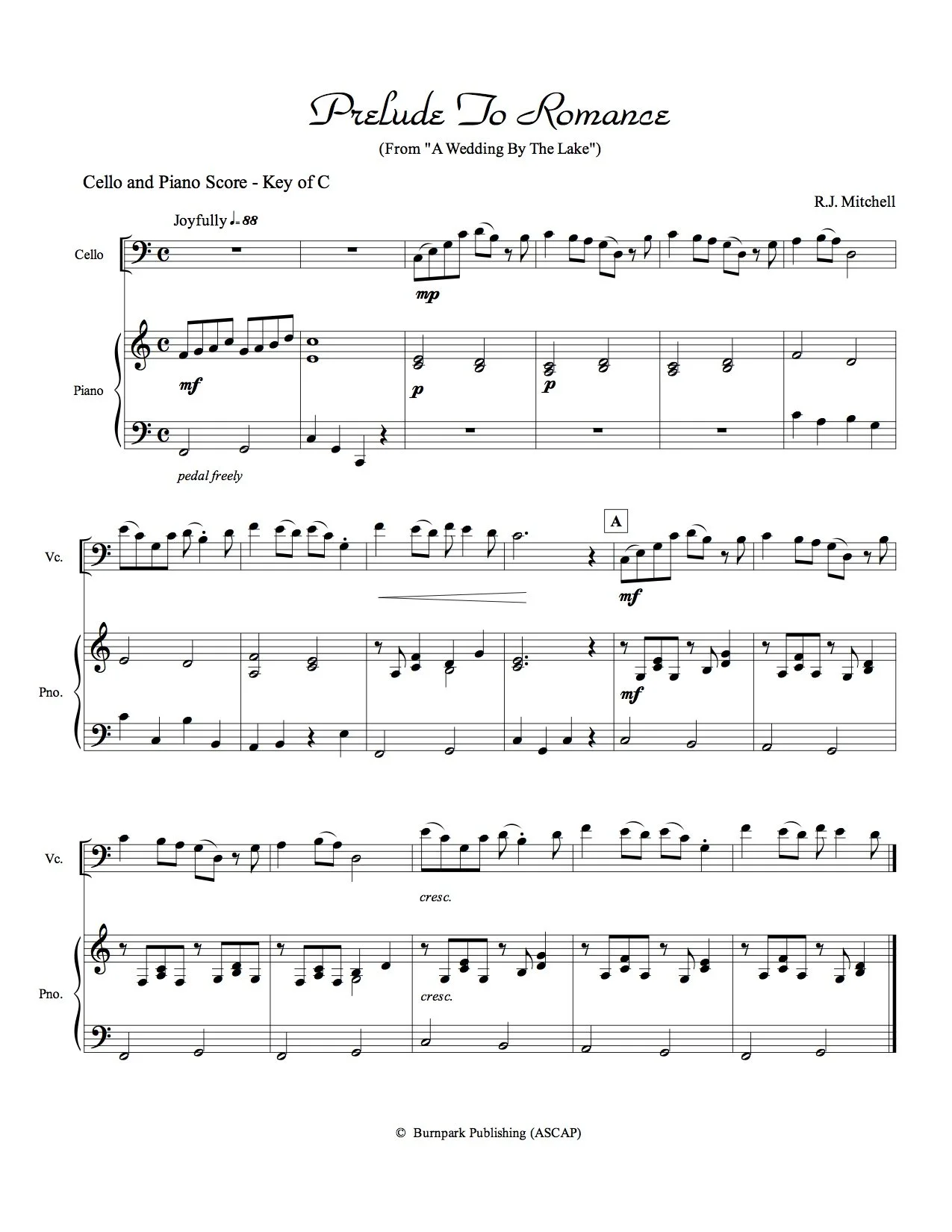 "Prelude to Romance" Cello Sheet Music