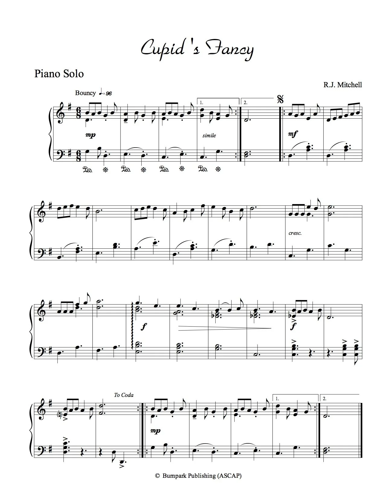 "Cupid's Fancy" Piano Sheet Music