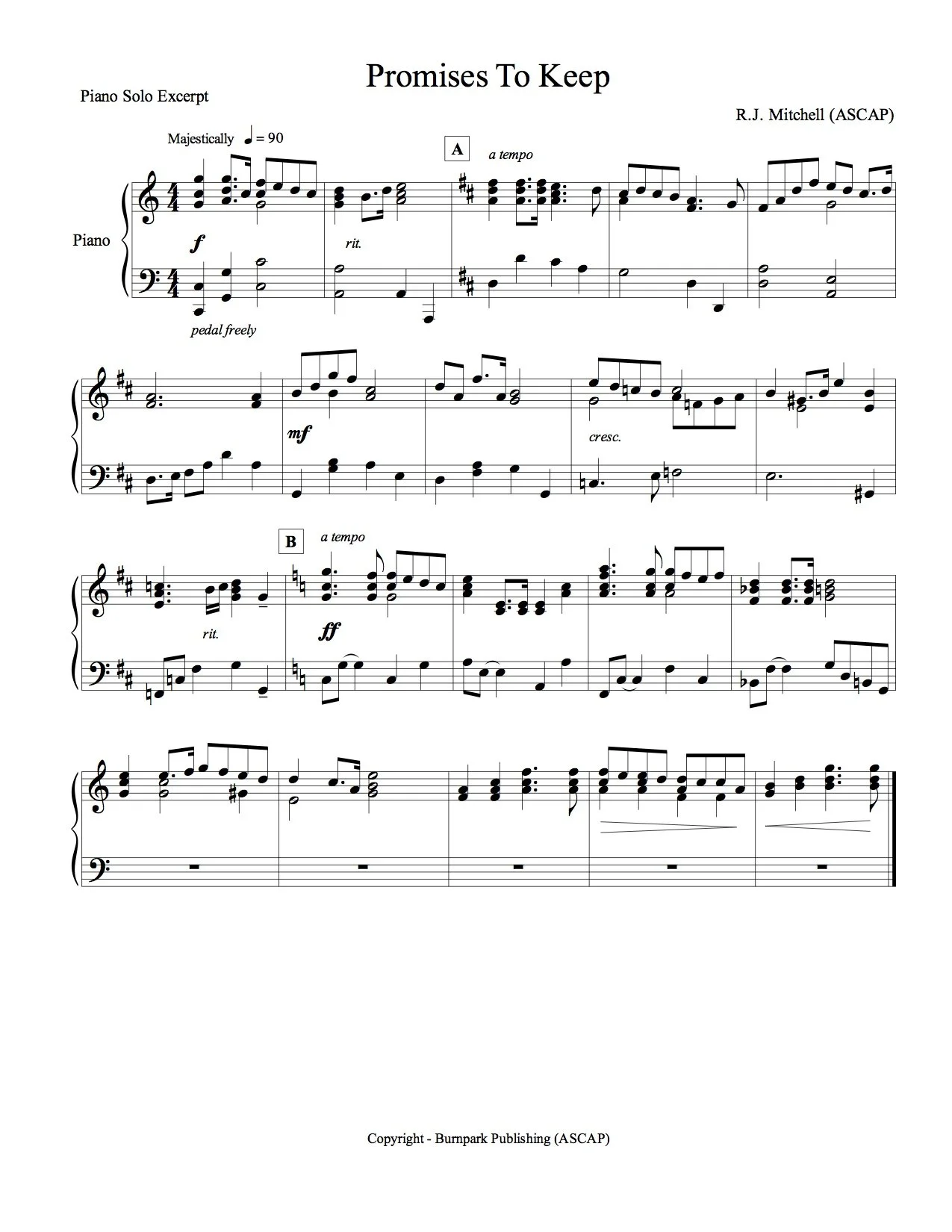 "Promises To Keep" Piano Sheet Music