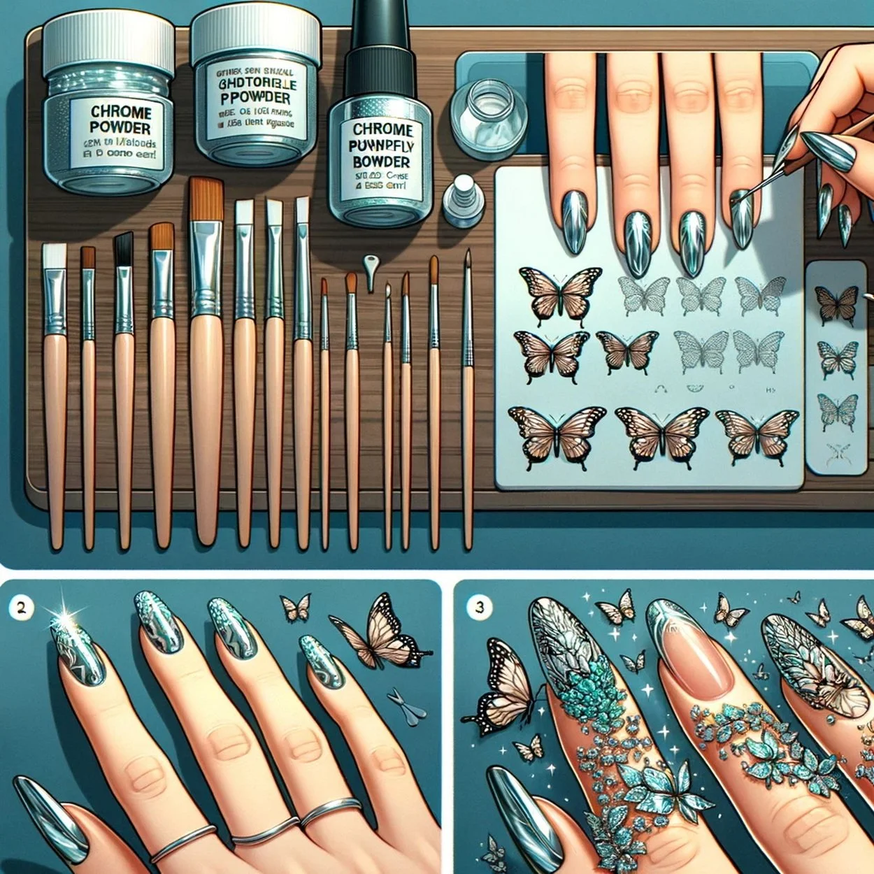 DIY Chrome Butterfly Nail Art Tutorial