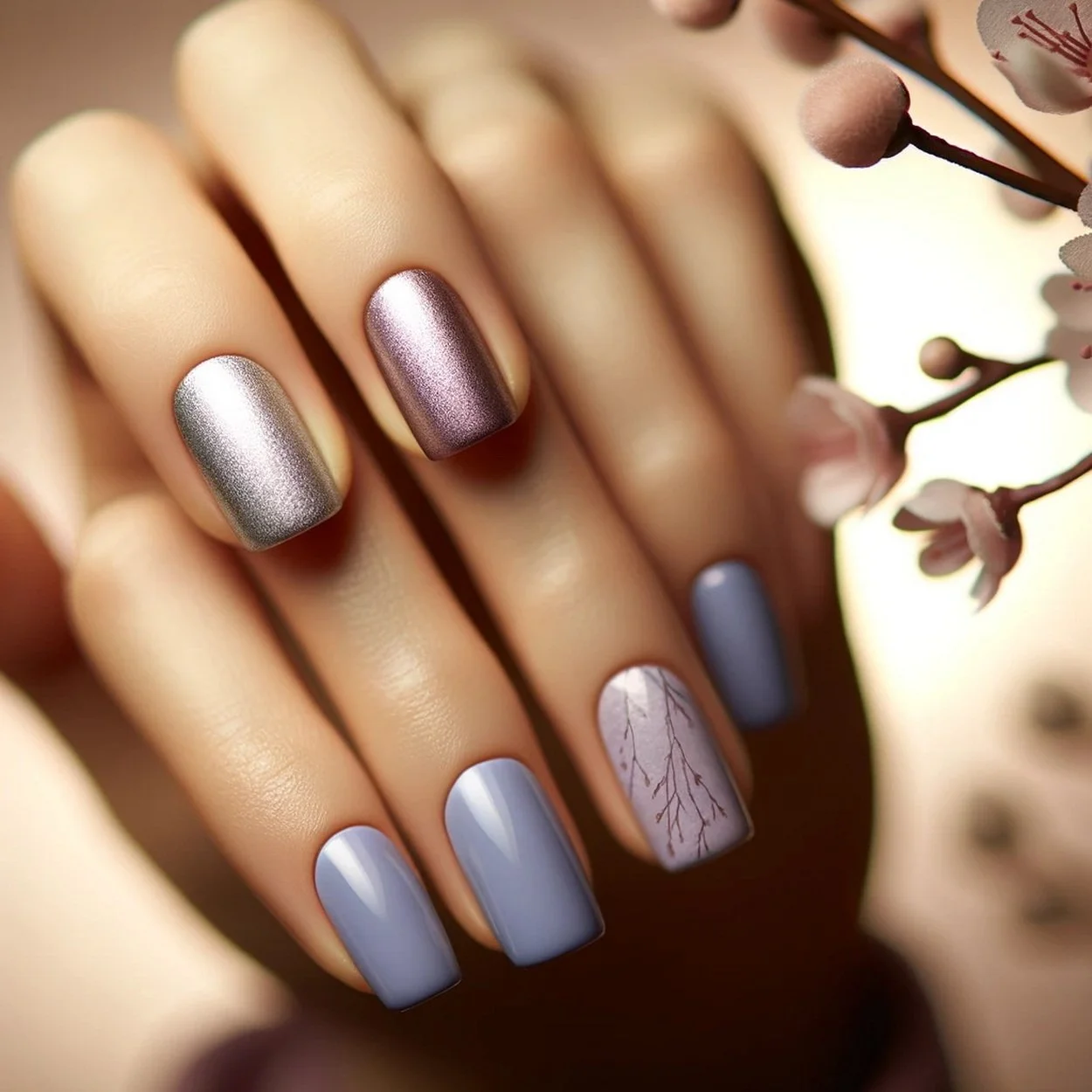 DIY Spring Nail Art: Elegant Lilac &amp; Silver Design Tutorial