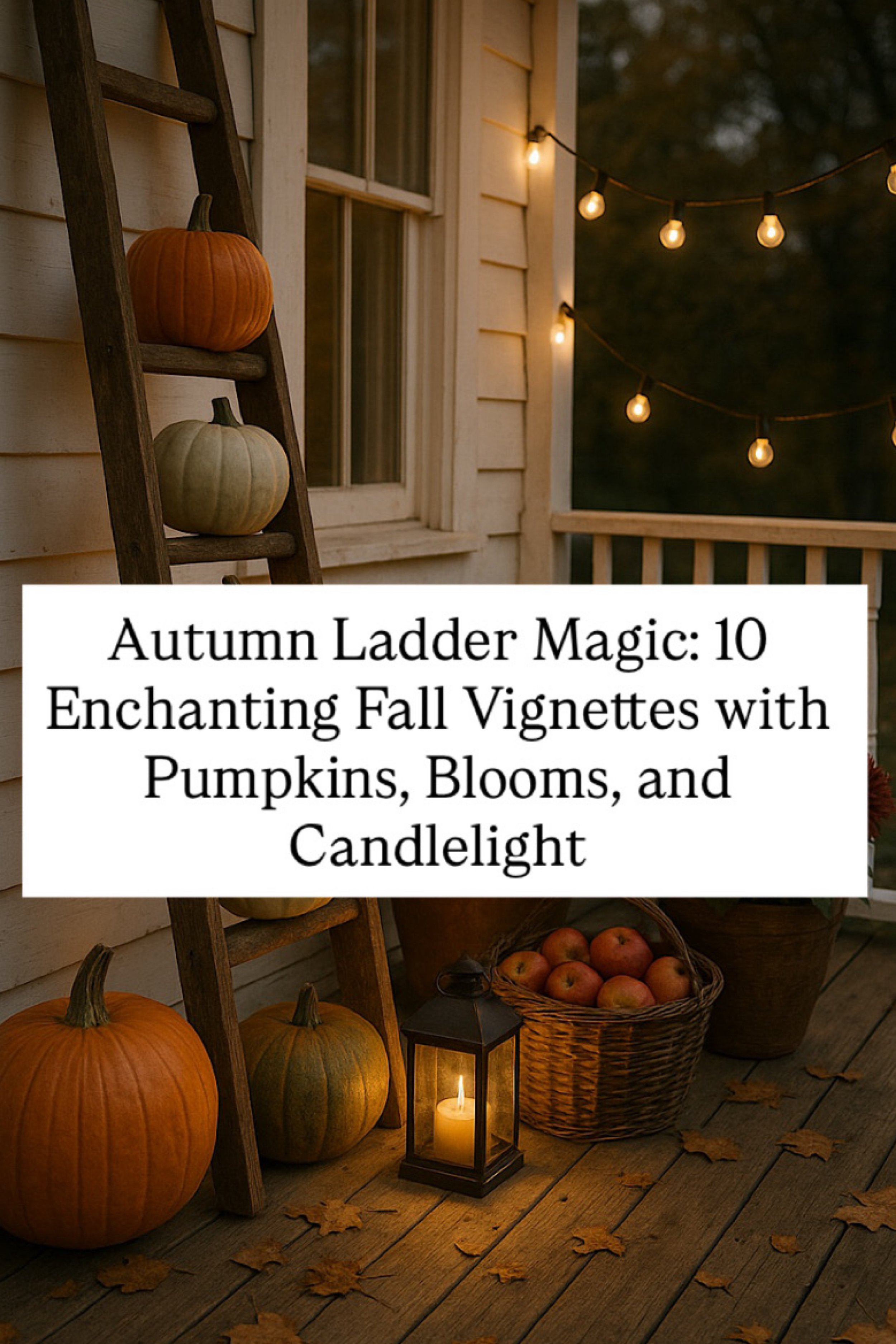 Autumn Ladder Magic: 10 Cozy Fall Vignettes with Pumpkins, Blooms, and Candlelight (with Shop the Look and Style it With Links)