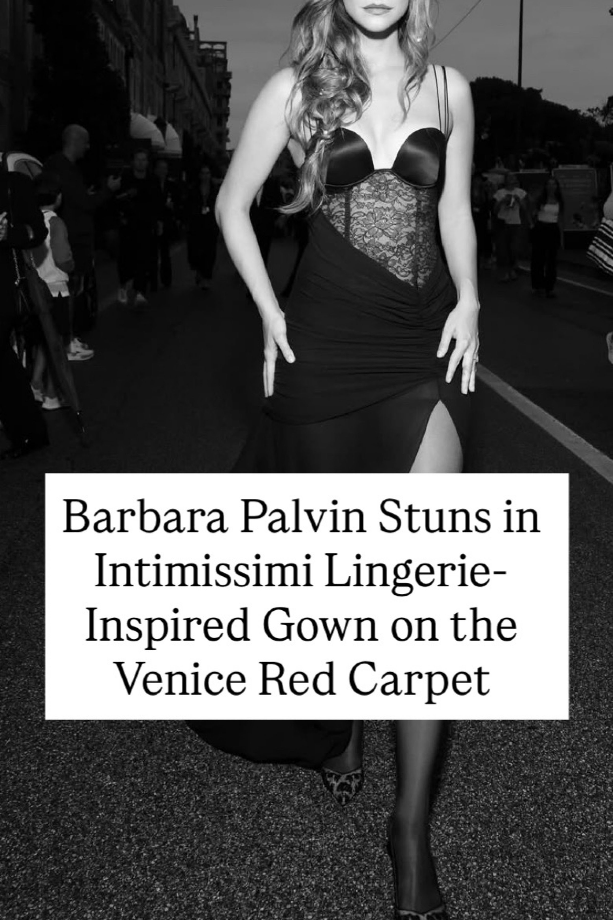 Barbara Palvin Stuns in Intimissimi Lingerie-Inspired Gown on the Venice Red Carpet