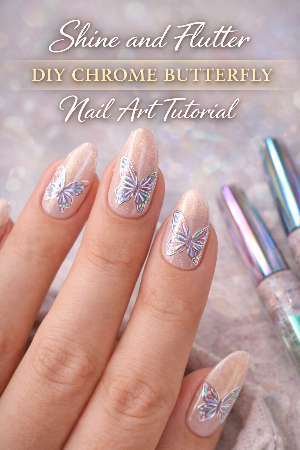 DIY Chrome Butterfly Nail Art Tutorial