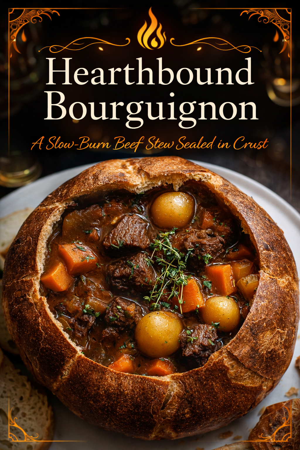 Hearthbound Bourguignon: A Slow-Burn Beef Stew Sealed in Crust
