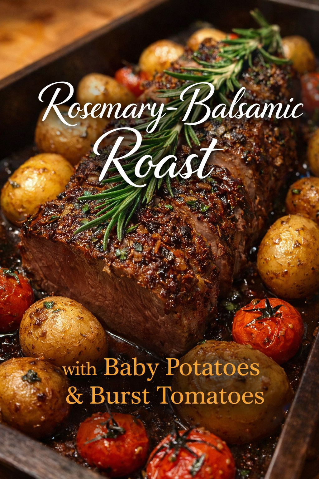Rosemary-Balsamic Roast with Baby Potatoes &amp; Burst Tomatoes