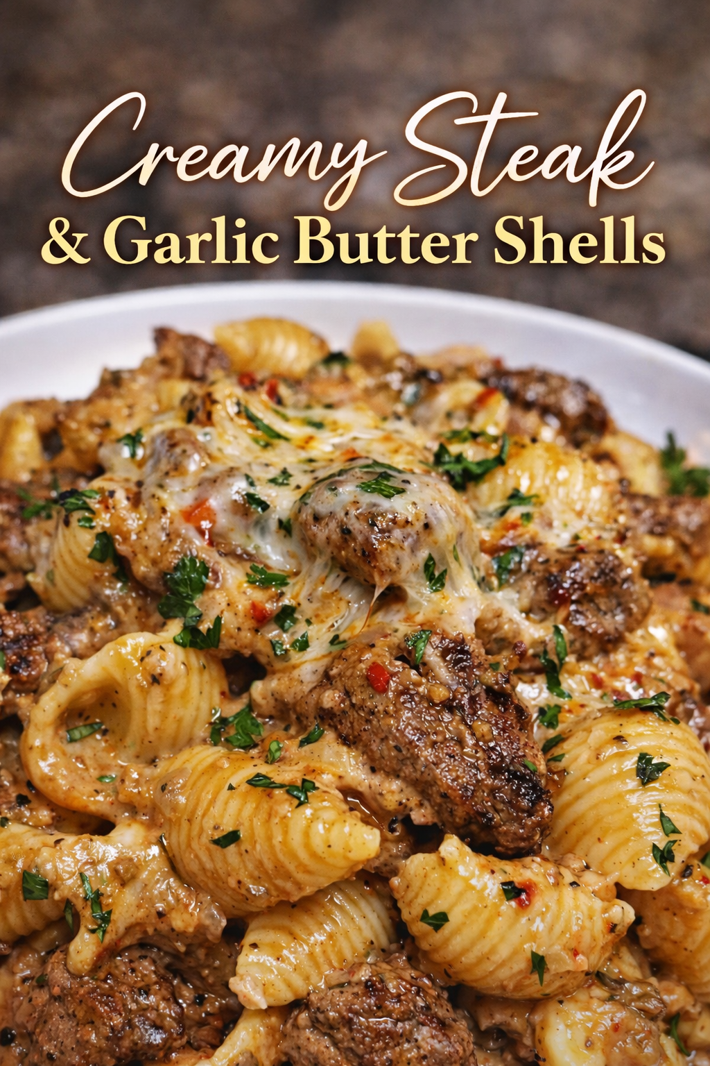 Brass &amp; Butter Steak Shells in Roasted Garlic Cream