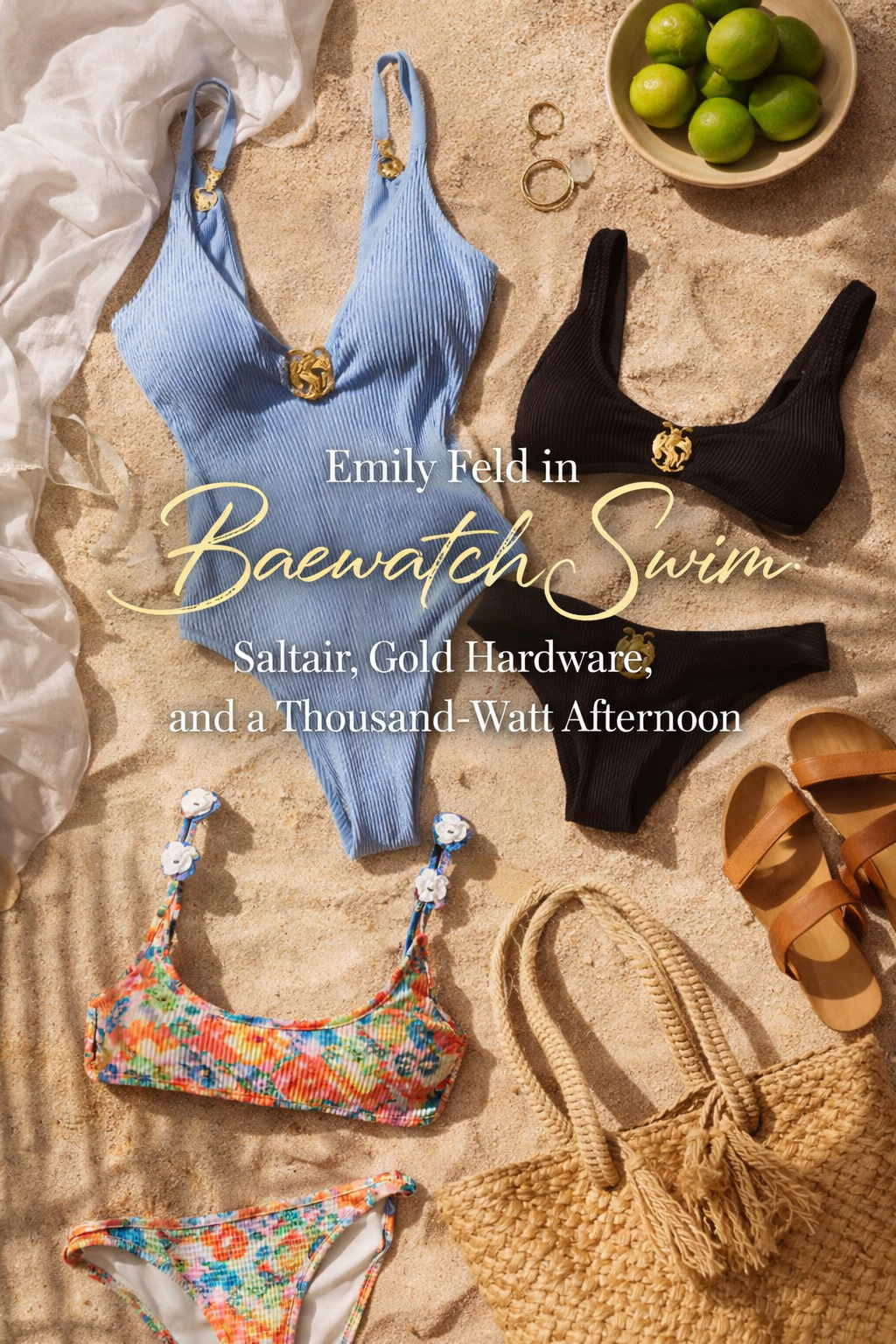 Emily Feld in Baewatch Swim: Saltair, Gold Hardware, and a Thousand-Watt Afternoon