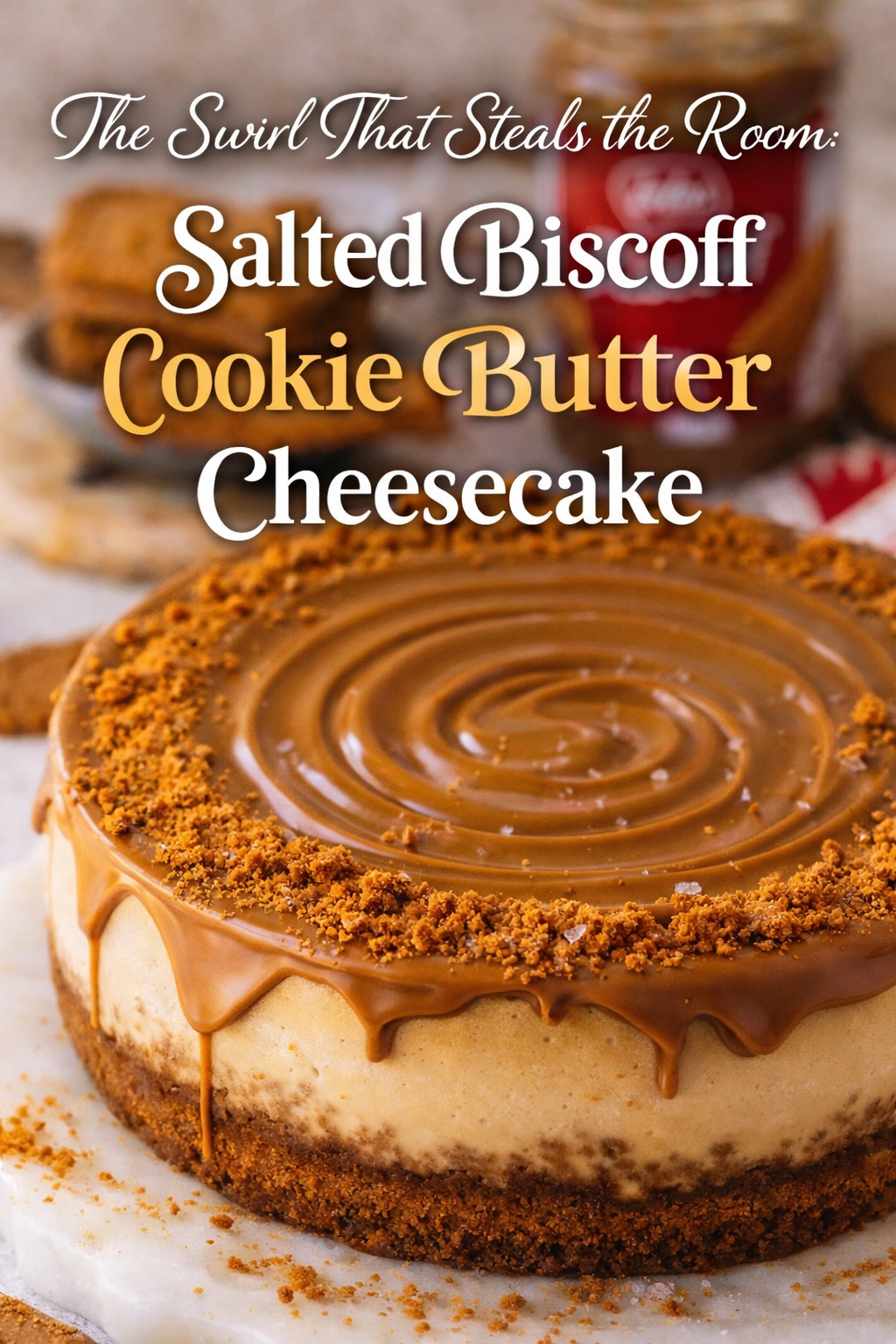 The Swirl That Steals the Room: Salted Biscoff Cookie Butter Cheesecake