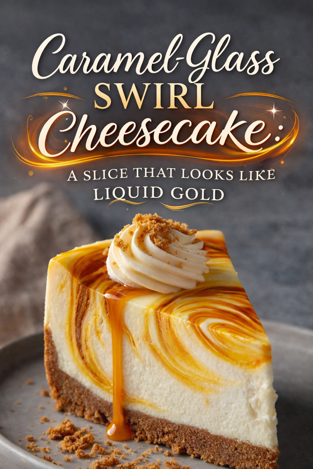 Caramel-Glass Swirl Cheesecake: A Slice That Looks Like Liquid Gold