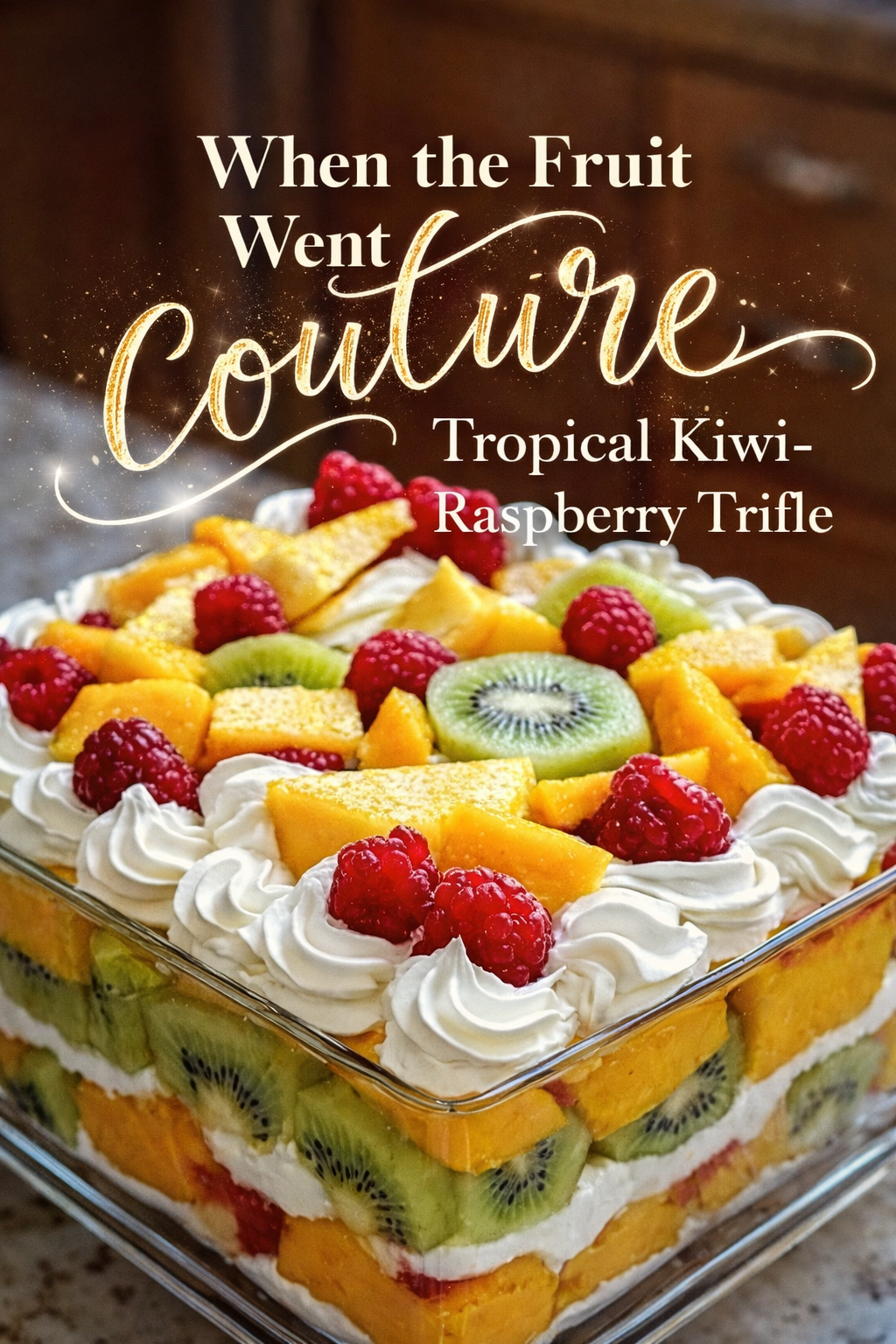 When the Fruit Went Couture: Tropical Kiwi-Raspberry Trifle