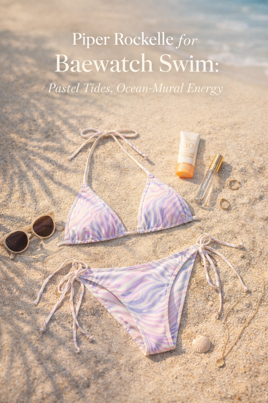 Piper Rockelle for Baewatch Swim: Pastel Tides, Ocean-Mural Energy