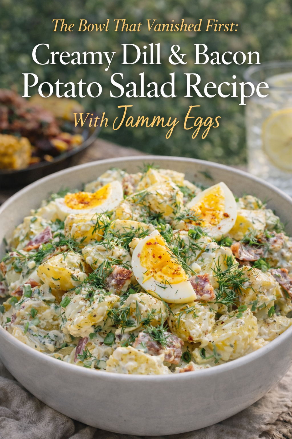 The Bowl That Vanished First: Creamy Dill &amp; Bacon Potato Salad Recipe With Jammy Eggs