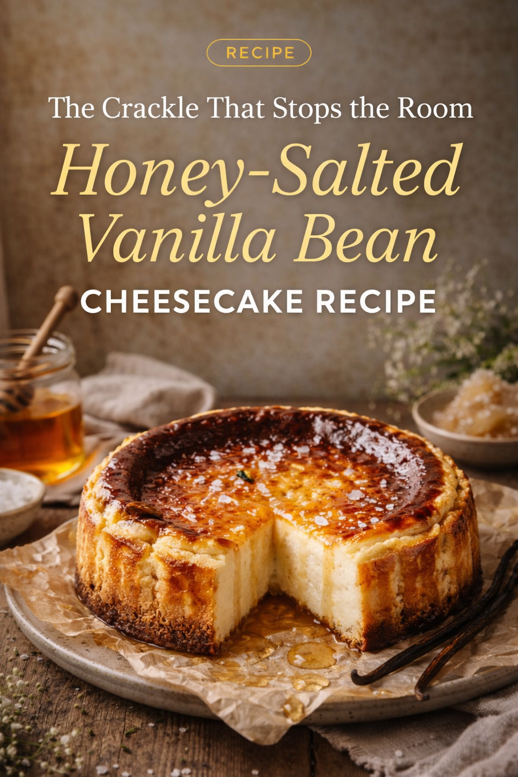 The Crackle That Stops the Room: Honey-Salted Vanilla Bean Cheesecake Recipe