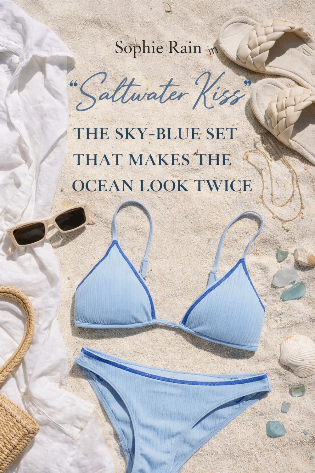 Sophie Rain in “Saltwater Kiss” — The Sky-Blue Set That Makes the Ocean Look Twice