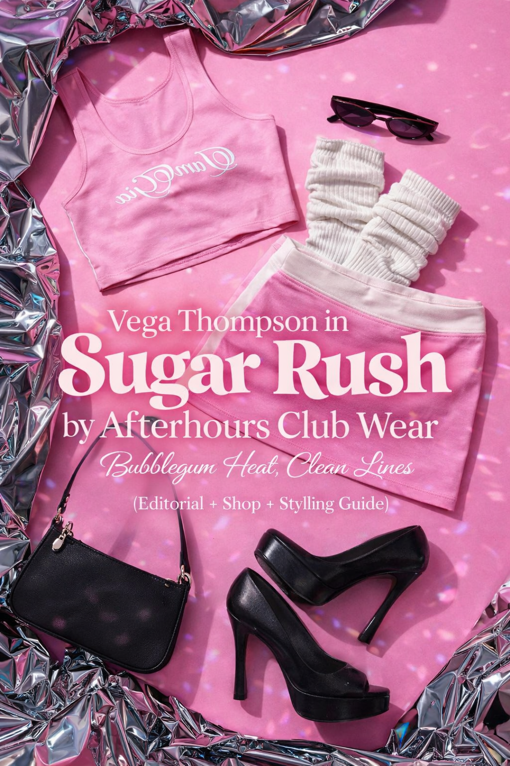 Vega Thompson in Sugar Rush by Afterhours Club Wear: Bubblegum Heat, Clean Lines (Editorial + Shop + Styling Guide)