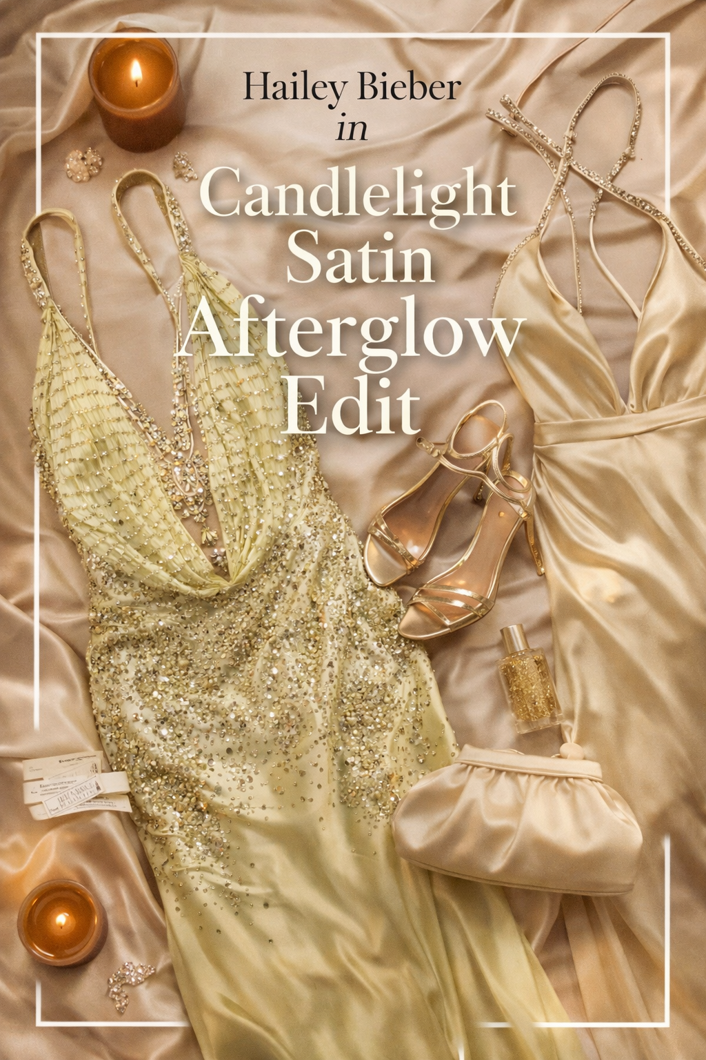Hailey Bieber in Candlelight Satin Afterglow Edit