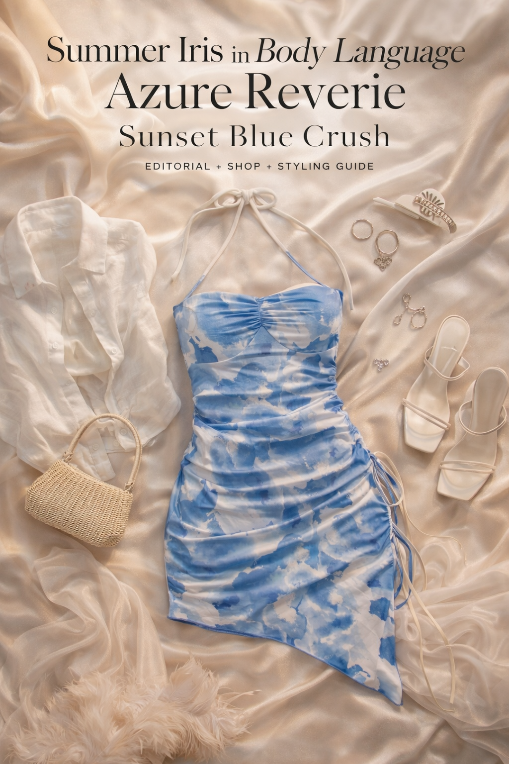 Summer Iris in Azure Reverie: Sunset Blue Crush (Editorial + Shop + Styling Guide)